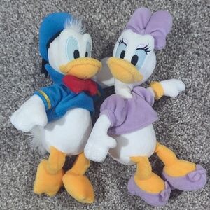Plush Duck Toy Pair in Blue and Purple